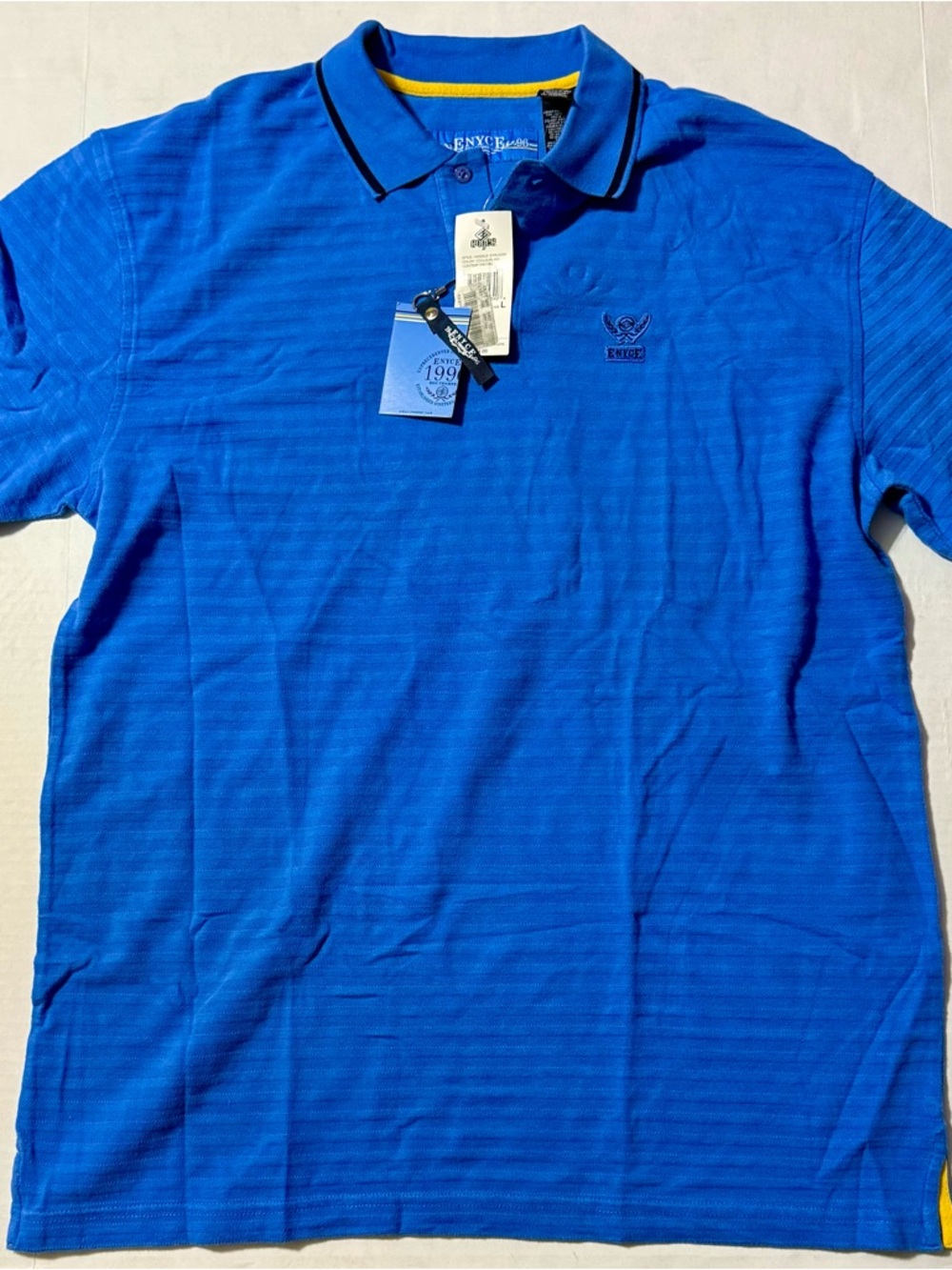 ENYCE Men’s Blue Polo Shirt NWT Size Large Y2K Hip Hop Embroidered Logo Cotton
